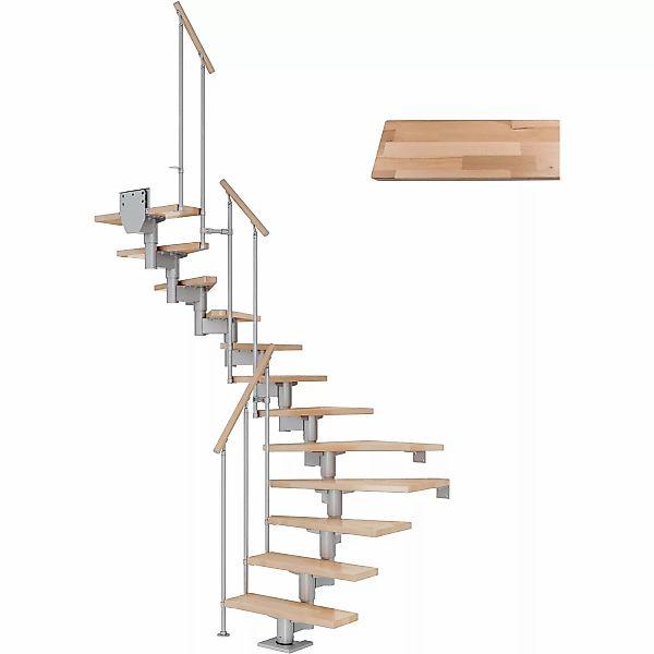 Dolle Mittelholmtreppe Cork Buche Perlgrau GH b. 315 cm 1/2 Gewendelt 75 cm günstig online kaufen