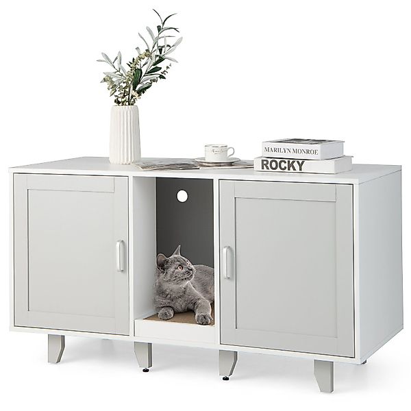 COSTWAY Tierhaus, Katzenklo Schrank, mit 2 Türen & Kratzbrett, 120 x 52 x 6 günstig online kaufen