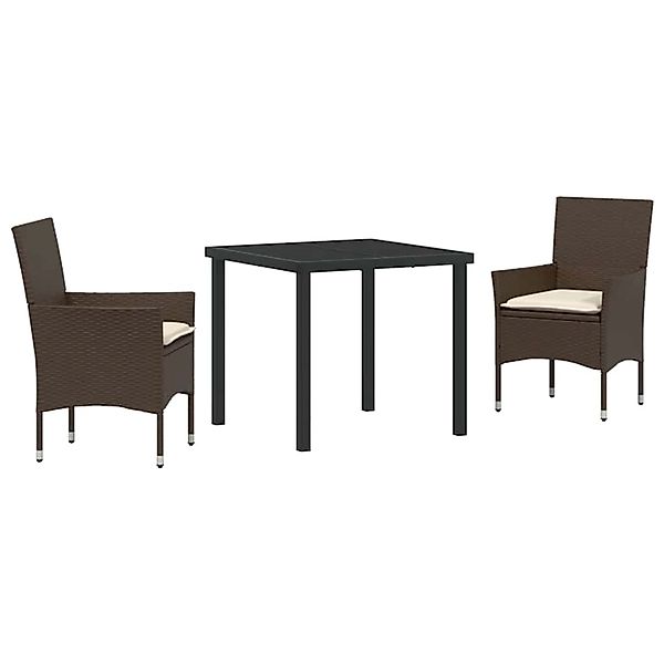 vidaXL Garten Essgruppe mit Kissen 3-Tlg Braun Poly Rattan 3379779 günstig online kaufen