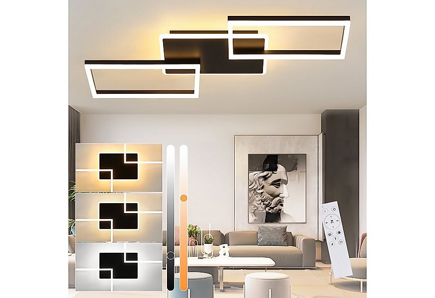 ZMH Deckenleuchten Rahmen Rautenförmige 48W/63W Schlafzimmer Dimmbar, LED f günstig online kaufen