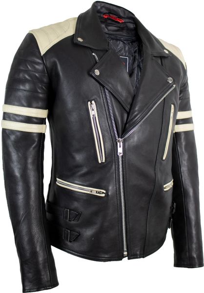 MDM Motorradjacke Herren Retro Lederjacke Motorrad günstig online kaufen