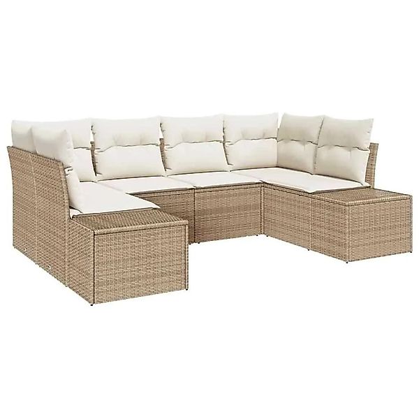 vidaXL Gartensofa-set mit Speicher 6-Tlg Beige und Creme Poly-Rattan 335587 günstig online kaufen