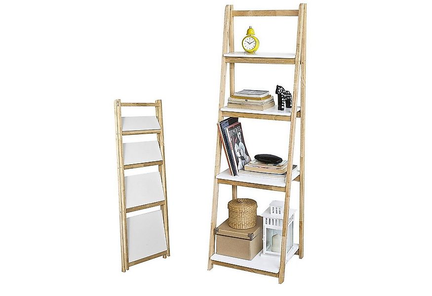 SoBuy Leiterregal FRG162, Standregal Bücherregal mit 4 Böden Kautschukholz günstig online kaufen