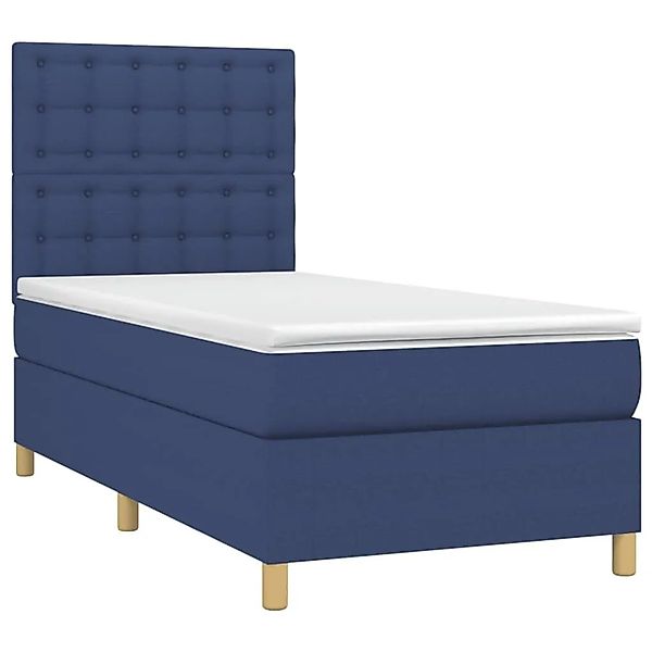 vidaXL Boxspringbett mit Matratze & LED Blau 80x200 cm Stoff 3135715 günstig online kaufen