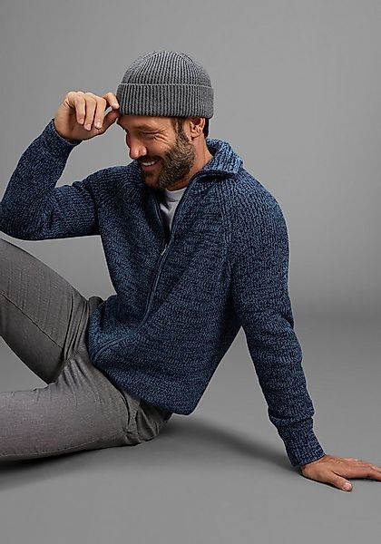Man's World Strickjacke Mit Stehkragen & Reißverschluss melierte Optik,weic günstig online kaufen