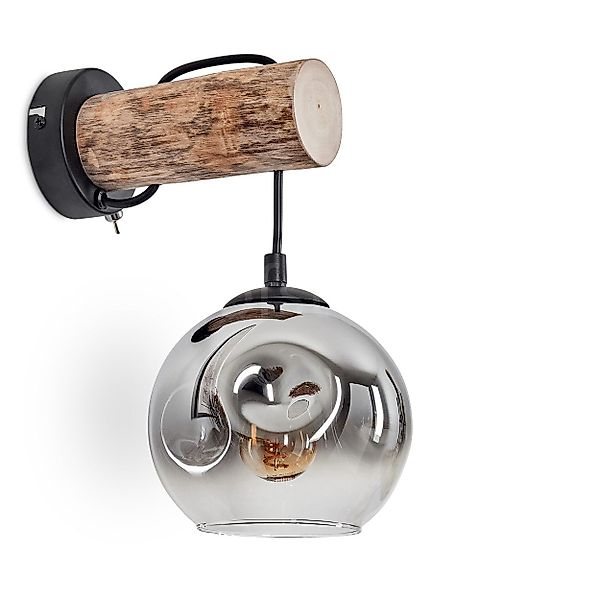hofstein Wandleuchte Wandlampe aus Holz/Metall/Glas in günstig online kaufen
