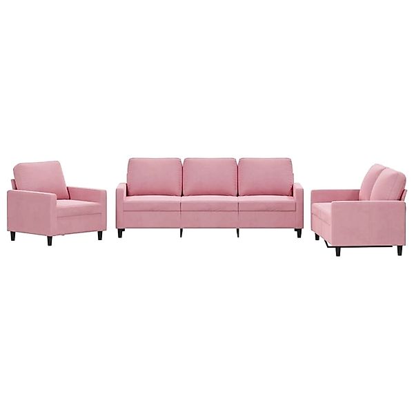 vidaXL 3-Tlg Sofagarnitur mit Kissen Rosa Samt 3201479 günstig online kaufen