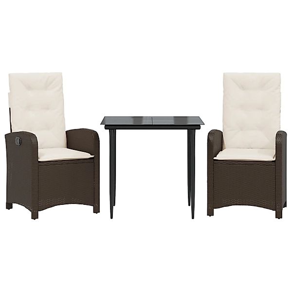 vidaXL 3-Tlg Garten-Essgruppe mit Kissen Braun Poly Rattan 3212330 günstig online kaufen