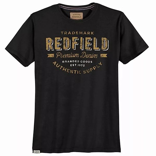 redfield Rundhalsshirt Große Größen Herren Redfield Logo T-Shirt schwarz günstig online kaufen