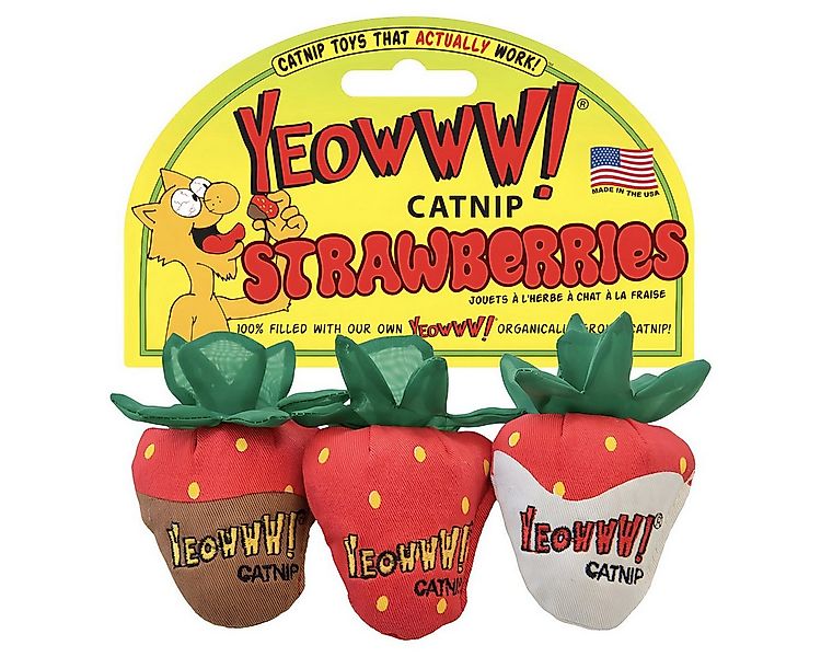 Yeowww! Tierkuscheltier Katzenspielzeug Erdbeere 3er Pack günstig online kaufen