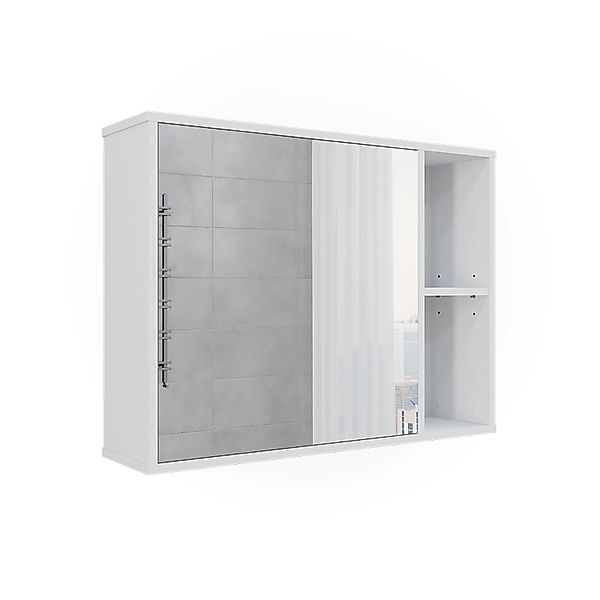 Vicco Badspiegelschrank Leano Weiß 80 x 60 cm günstig online kaufen