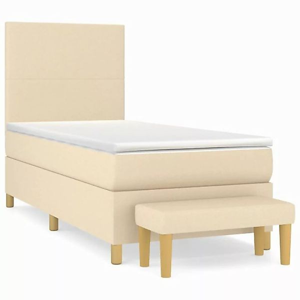 vidaXL Boxspringbett Boxspringbett mit Matratze Creme 90x200 cm Stoff Bett günstig online kaufen