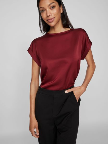 Vila Kurzarmshirt VIELLETTE S/S SATIN TOP günstig online kaufen