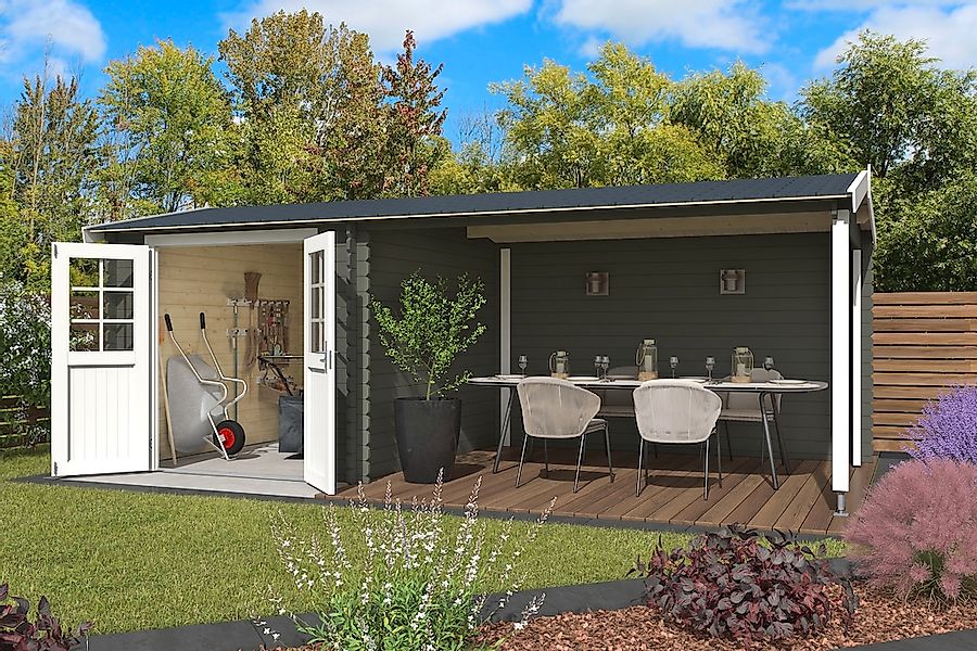Nordic Holz Gartenhaus "Ivana", (Anbau inkl. Rückwand) günstig online kaufen