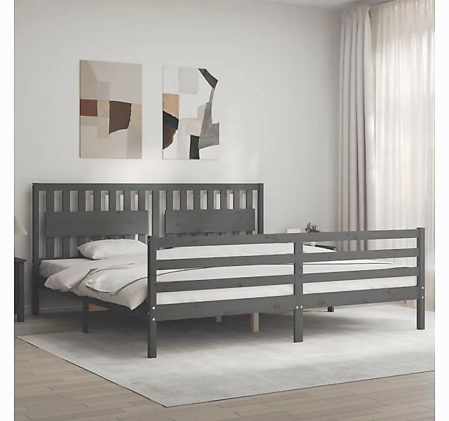 vidaXL Bett Massivholzbett mit Kopfteil Schwarz 200x200 cm günstig online kaufen