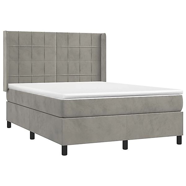 vidaXL Boxspringbett mit Matratze & LED Hellgrau 140x190 cm Samt 3139559 günstig online kaufen
