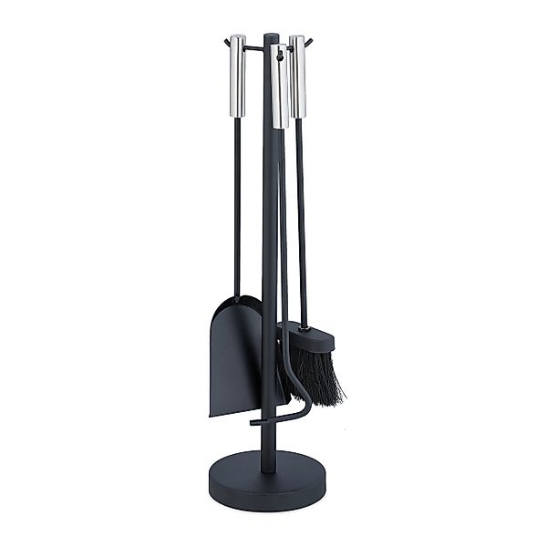 relaxdays Kamingarnitur 4-teiliges Kaminbesteck in Schwarz günstig online kaufen
