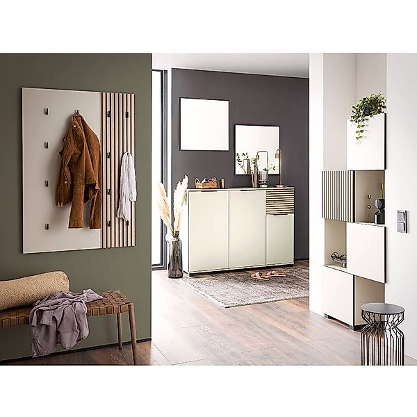 Garderoben Set 5-teilig modern in beige mit Eiche Natur ALTAMURA-80 günstig online kaufen