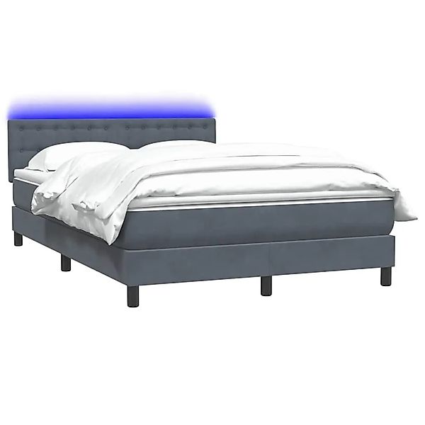 vidaXL Boxspringbett mit Matratze & LED Dunkelgrau 140x220 cm Samt 3317314 günstig online kaufen