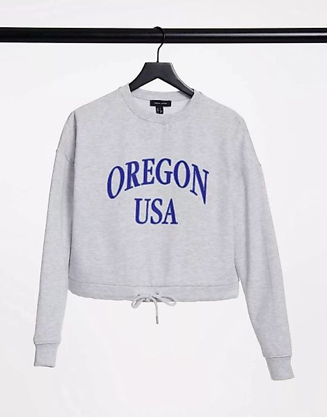 New Look – Oregon – Sweatshirt in Grau mit Bindedetail in der Taille günstig online kaufen