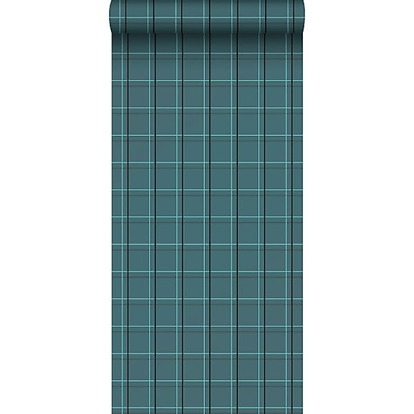 Sanders & Sanders Tapete Karomuster Petrolgrün 53 cm x 10 m günstig online kaufen