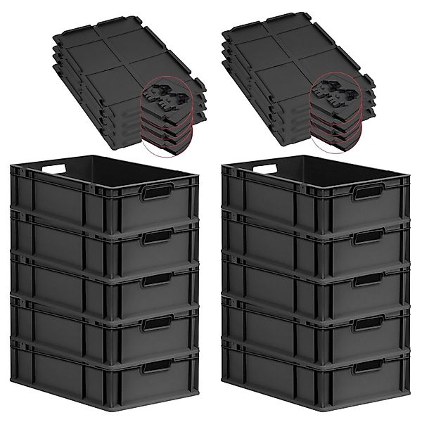 PROREGAL SuperSparSet 10x Eurobox Nextgen Grip Mit Scharnierdeckel Und Schw günstig online kaufen