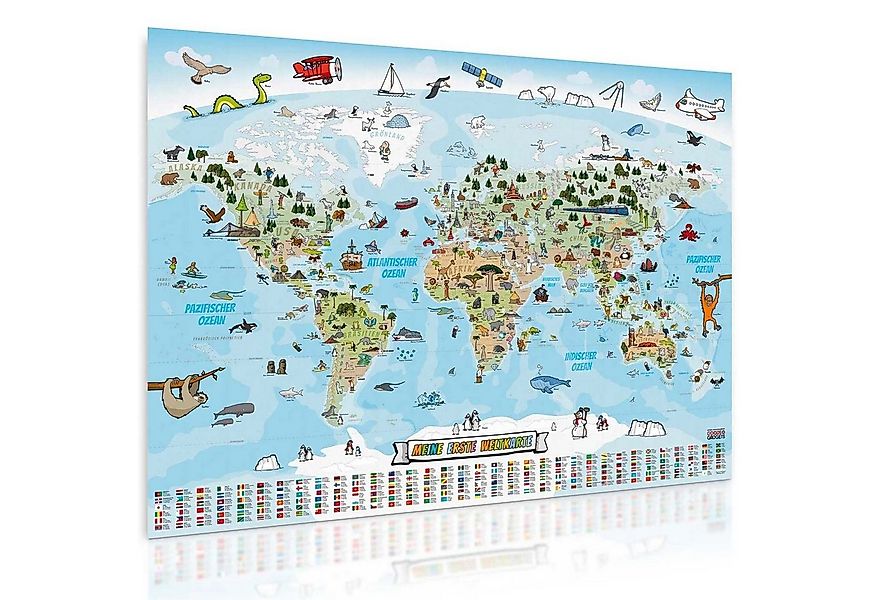 Goods+Gadgets Poster GOODS+GADGETS XXL Kinder Weltkarte – Handgezeichnetes günstig online kaufen