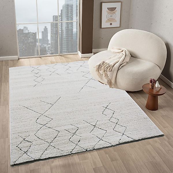 Vimoda Teppich Boho und skandinavischen Stil, Creme & Grau, Rechteckig, Höh günstig online kaufen