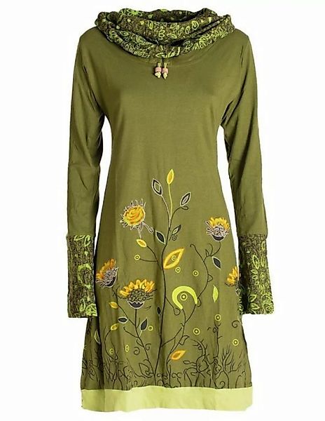 Vishes Jerseykleid Blumen-Kleid Langarm-Shirtkleid Schal-Kragen Baumwolle H günstig online kaufen