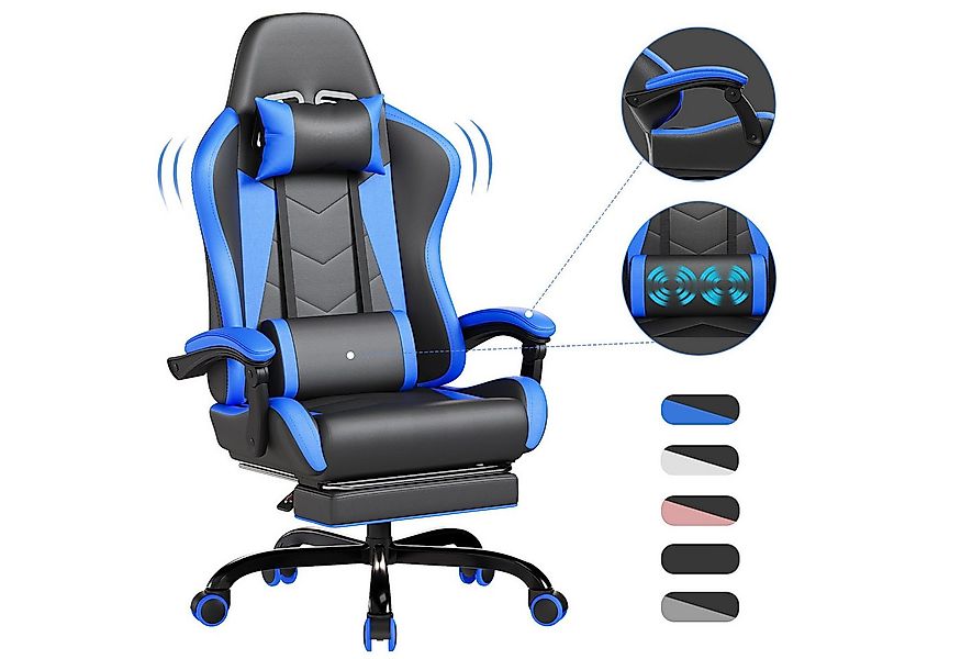 HOMALL Gaming-Stuhl Massage Gaming Stuhl mit Fußstütze 90-135° Rückenlehne günstig online kaufen