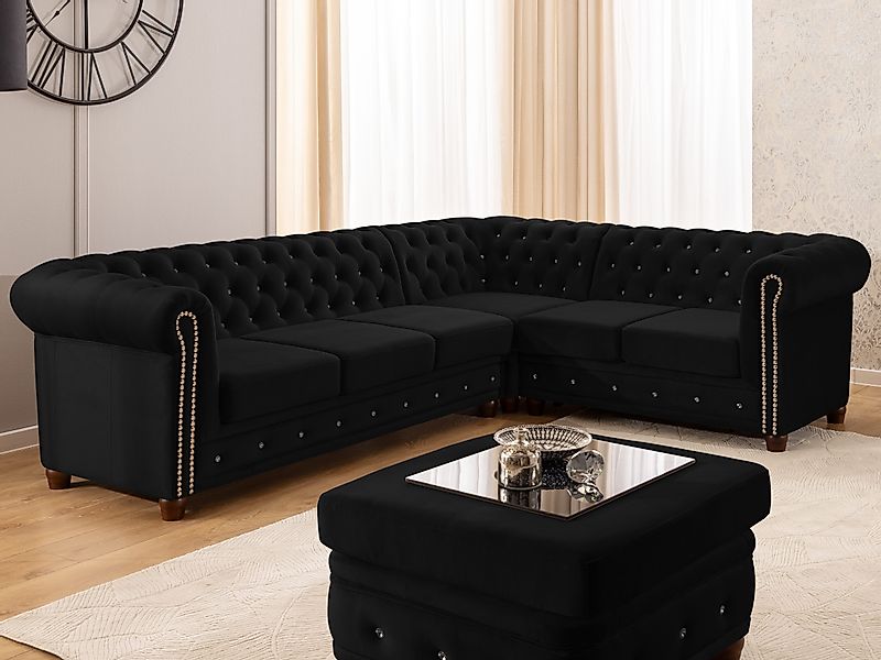 S-Style Möbel Ecksofa Chesterfield mit Schlaffunktion günstig online kaufen