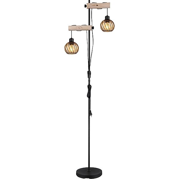 GLOBO LIGHTING Stehlampe PAULO, ohne Leuchtmittel, Stehlampe/Holz/Glas ambe günstig online kaufen