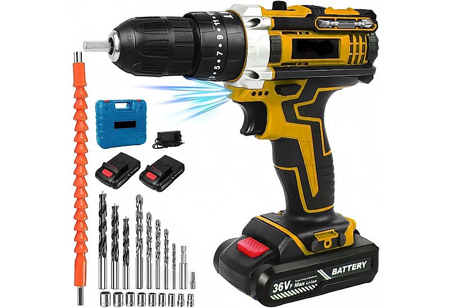 Comfy Mate Akku-Bohrmaschine Bohrmaschine mit 1500 mAh Doppelakku, 21 V Akk günstig online kaufen