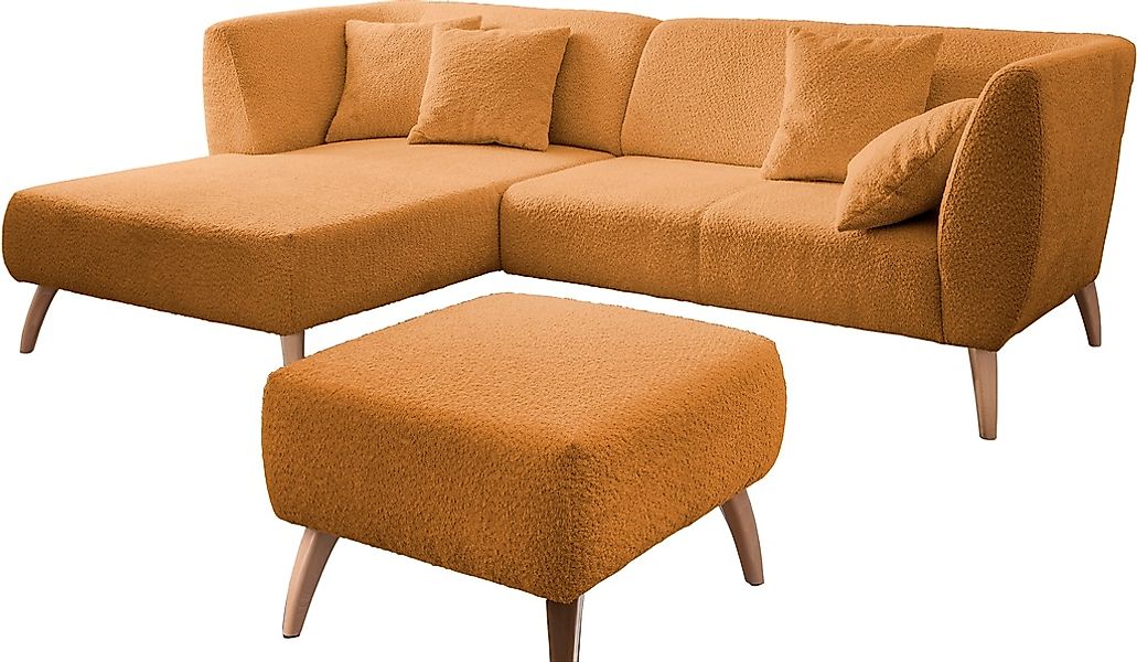 INOSIGN Ecksofa »Colori L-Form«, Holzfußfarbe wählbar, inkl. 4x Zierkissen günstig online kaufen