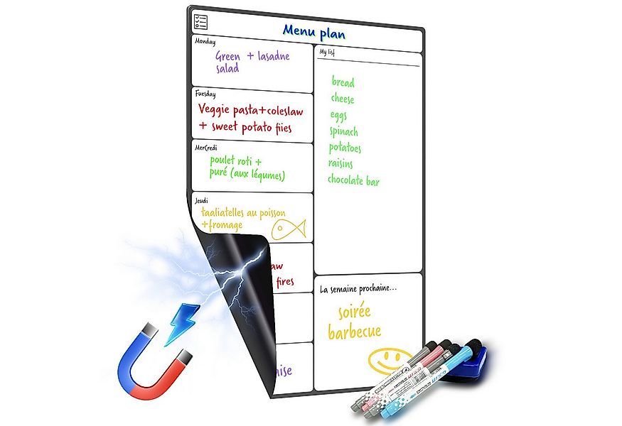 Comfy Mate Magnettafel Whiteboard Magnetisch A3 für Kühlschrank, Wochenplan günstig online kaufen