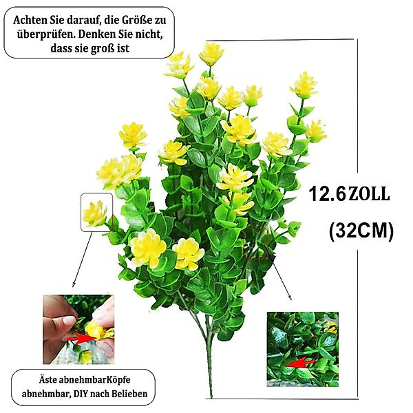 Kunstpflanze 4er-Set Außenkunstblumen, UV-beständige Kunstblumensträuße, Co günstig online kaufen