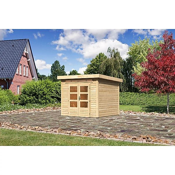 Karibu Holz-Gartenhaus Kumla 3 Natur Pultdach Unbehandelt 240 cm x 240 cm günstig online kaufen
