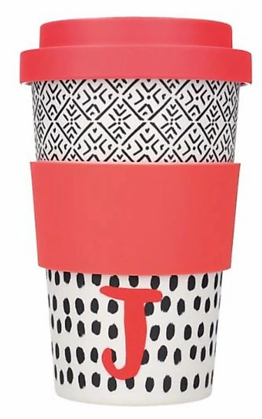 Kaffeebecher Alfabet J 410 Ml Bambus Weiß/rosa/schwarz günstig online kaufen