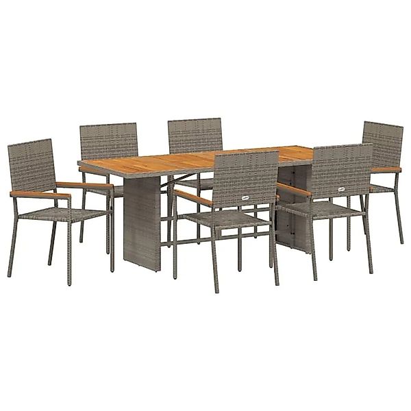 vidaXL Garten Essgruppe 7-Tlg Grau Poly-Rattan 3365431 günstig online kaufen
