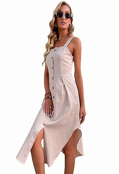 SEGUEN Sommerkleid Mode Trägerkleid Schlank Unregelmäßig Baumwolle Leinen K günstig online kaufen