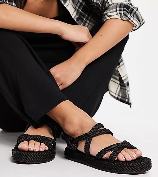 Raid Wide Fit – Rosa – Sandalen mit Seildesign in Schwarz günstig online kaufen