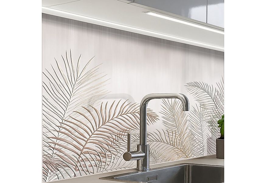 KitchenYeah Küchenrückwand selbstklebend Blätter - Beige - Botanisch - Vint günstig online kaufen