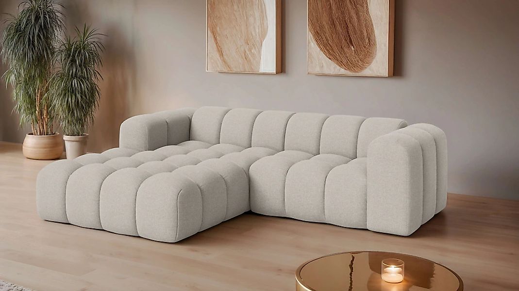 OTTO home Ecksofa "KALLIE Design-Sofa mit Wellenunterfederung, Bubble-Optik günstig online kaufen
