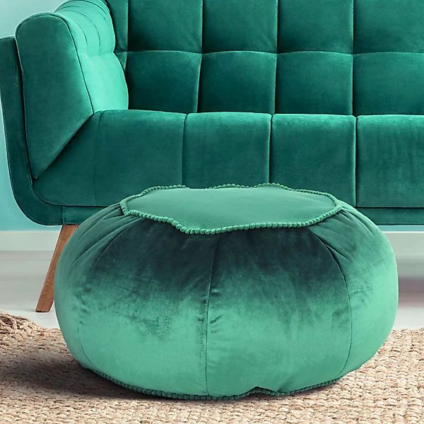 Samt Sitzpouf in Grün Boho Style günstig online kaufen