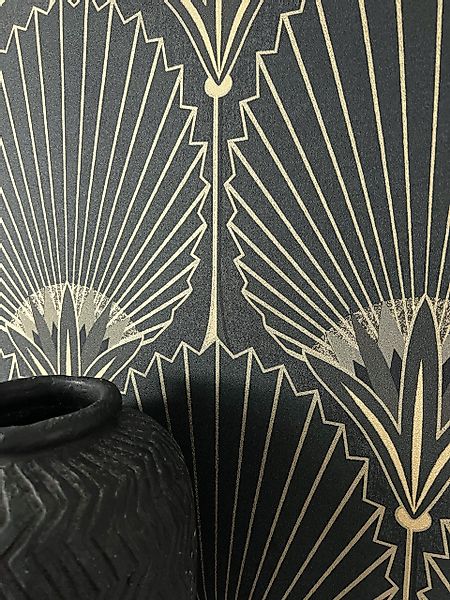 Newroom Vliestapete, Schwarz Tapete Modern Ornamente günstig online kaufen