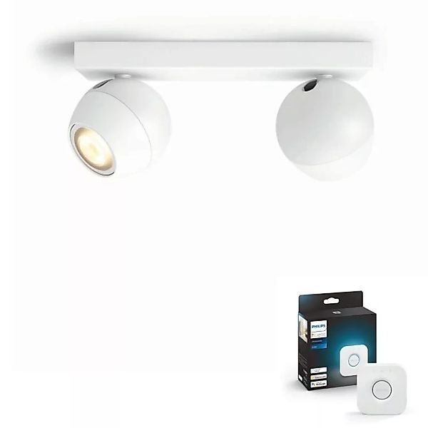 Philips Hue Bluetooth White Ambiance LED Deckenspot Buckram in Weiß 2x 5W 7 günstig online kaufen