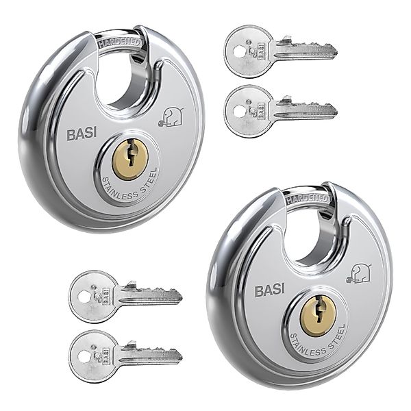 Basi - Rundbügel-Vorhangschloss - SET - 2x RVS 610 - 70 mm - Gleichschließe günstig online kaufen
