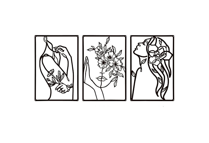 NUODWELL Wanddekoobjekt 3 Stück Metall Abstrakte Frau Wand Kunst Linie Zeic günstig online kaufen