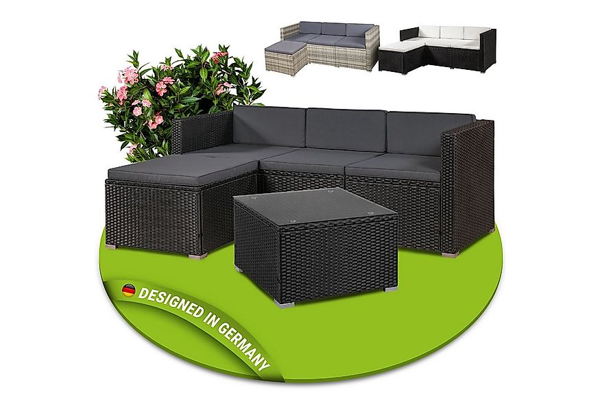 Juskys Gartenlounge-Set Punta Cana, (Set, Sitzgruppe), Polyrattan Sitzgarni günstig online kaufen