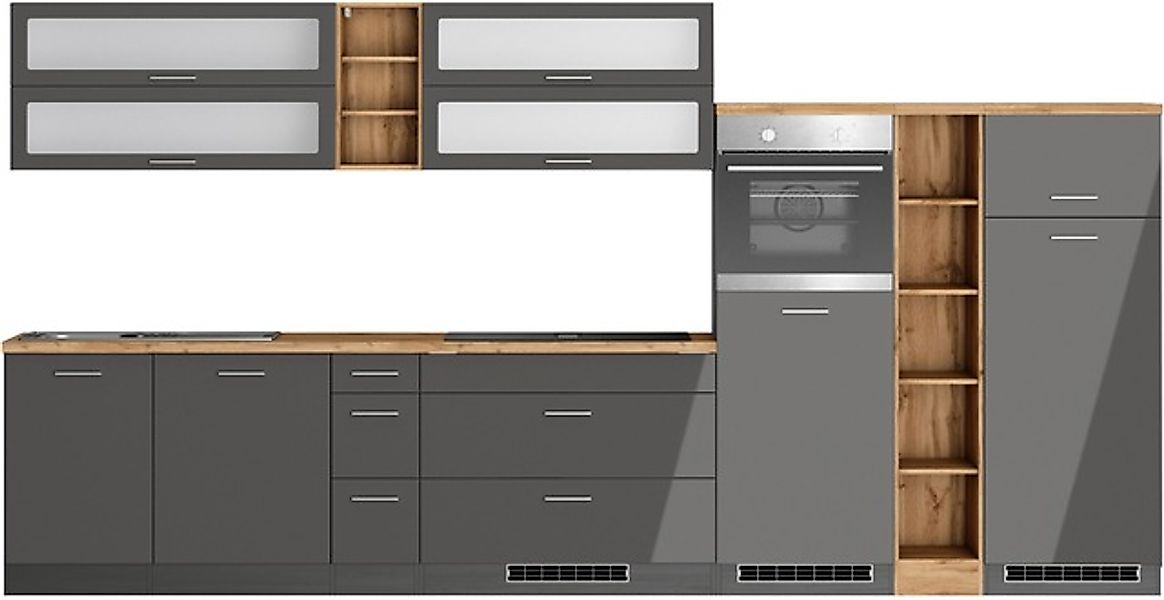 KOCHSTATION Küchenzeile »KS-Milan, optional mit Muldenlüfter« Breite 390 cm günstig online kaufen